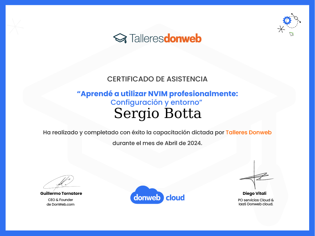 Certificado de asistencia · Talleres DonWeb