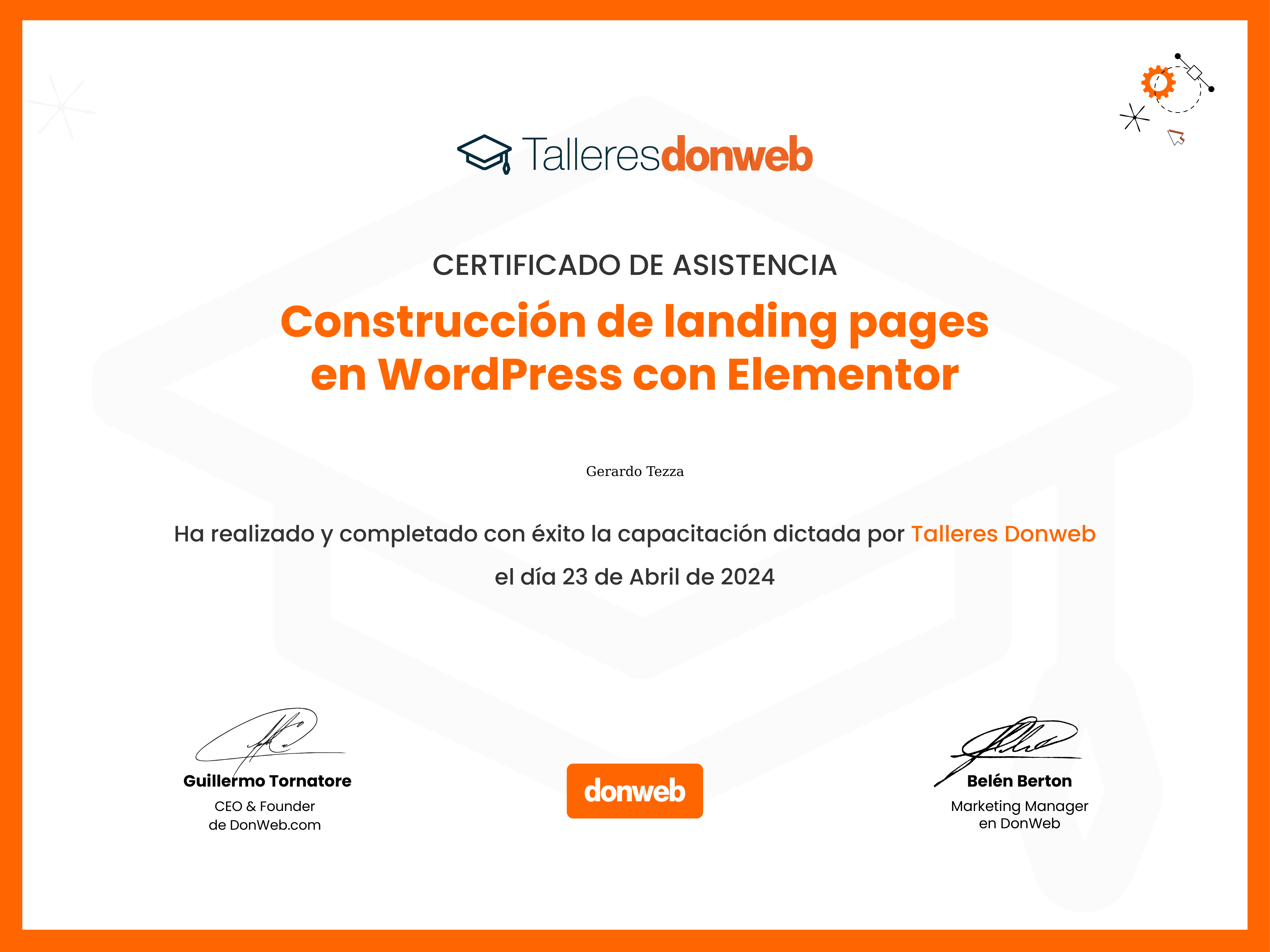 Certificado de asistencia · Talleres DonWeb