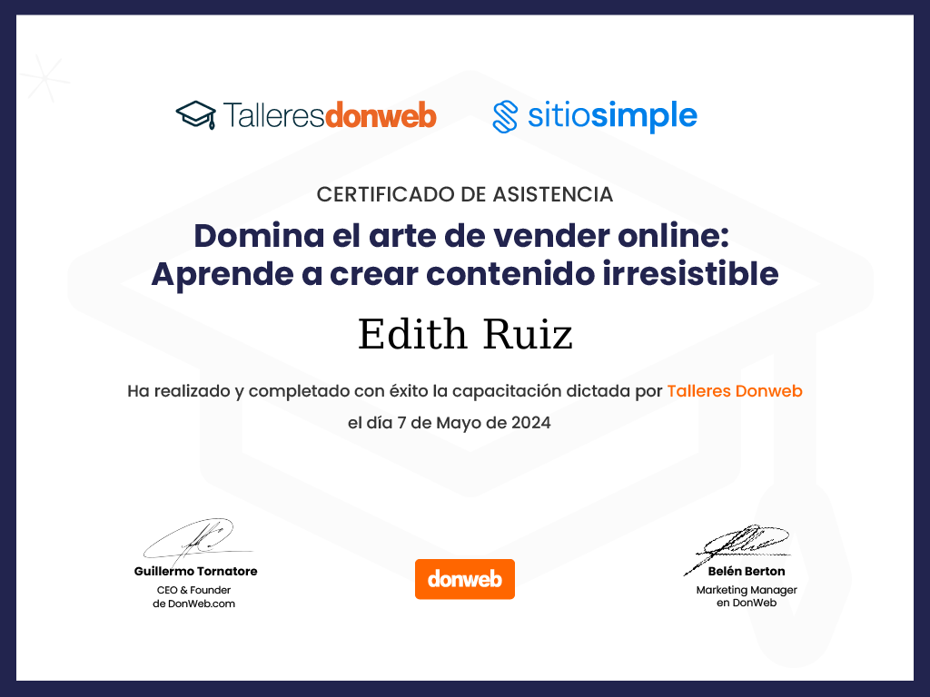 Certificado de asistencia · Talleres DonWeb