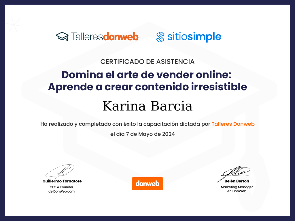 Certificado de asistencia · Talleres DonWeb