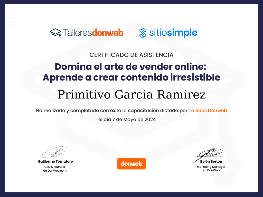 Certificado de asistencia · Talleres DonWeb