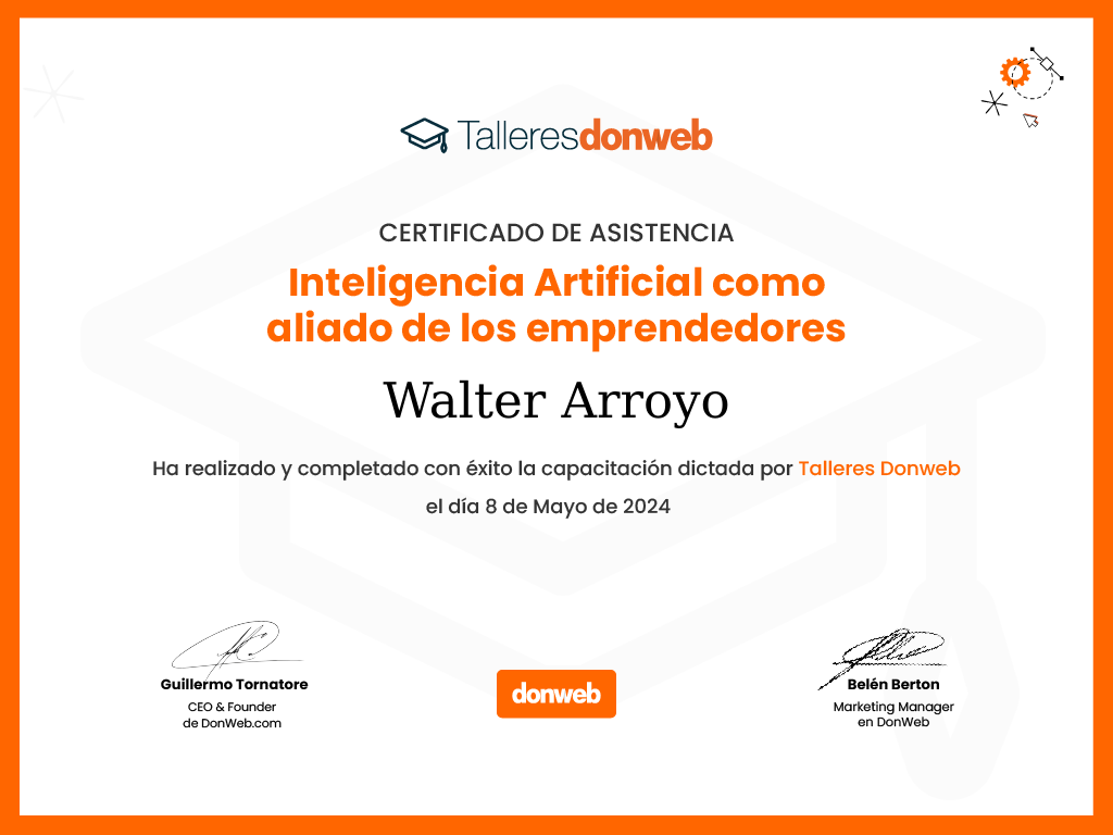 Certificado de asistencia · Talleres DonWeb