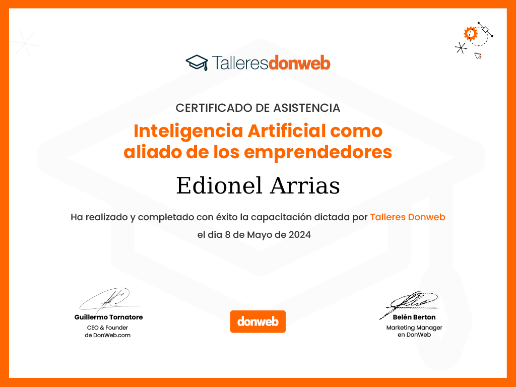 Certificado de asistencia · Talleres DonWeb