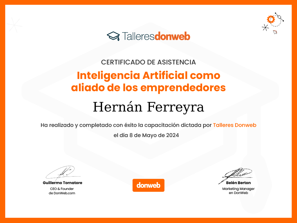 Certificado de asistencia · Talleres DonWeb