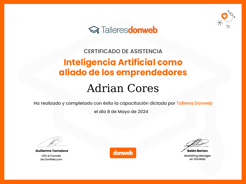 Certificado de asistencia · Talleres DonWeb