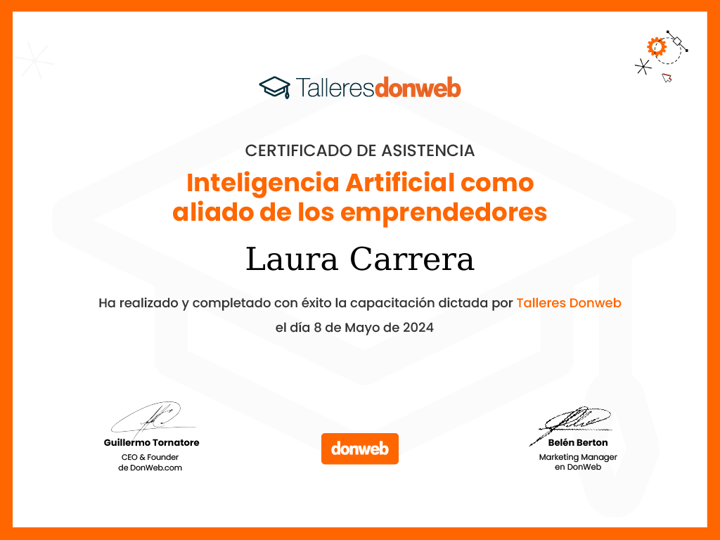 Certificado de asistencia · Talleres DonWeb