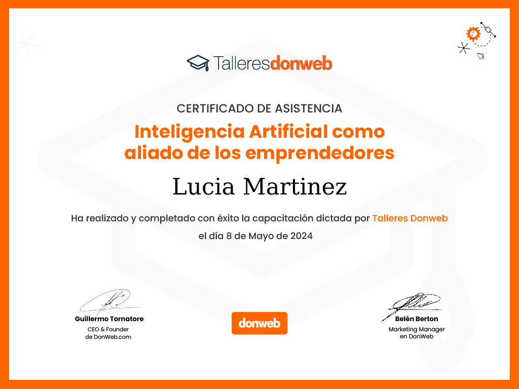 Certificado de asistencia · Talleres DonWeb
