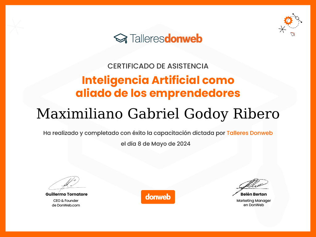 Certificado de asistencia · Talleres DonWeb