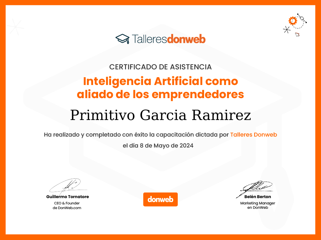 Certificado de asistencia · Talleres DonWeb