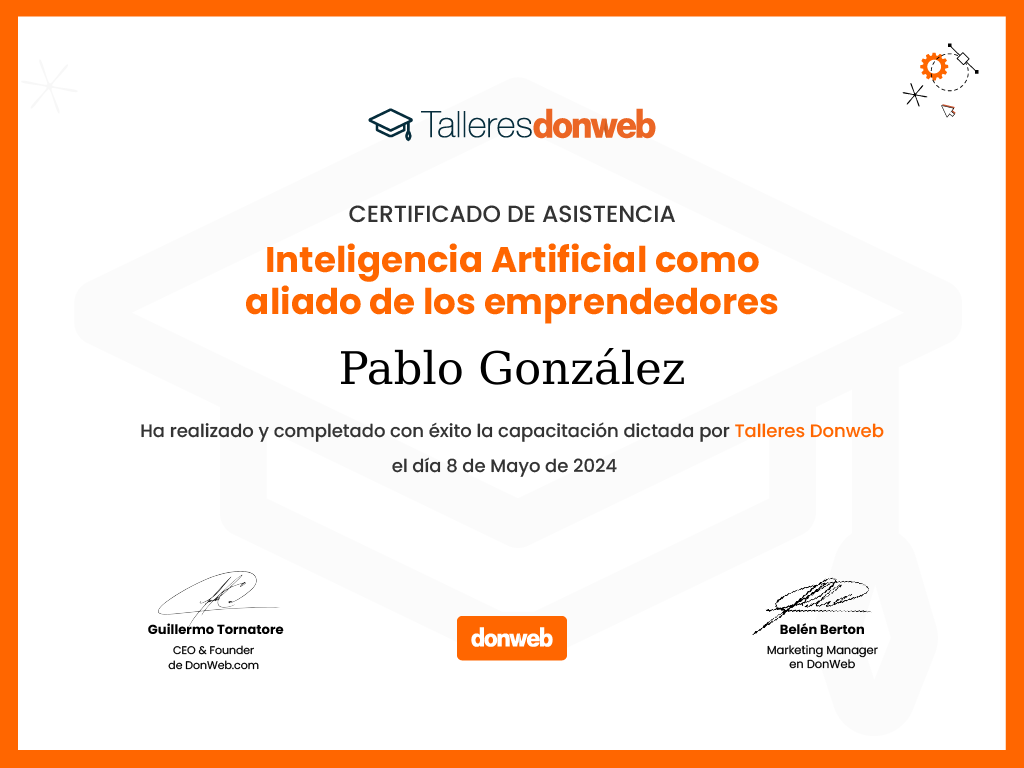 Certificado de asistencia · Talleres DonWeb