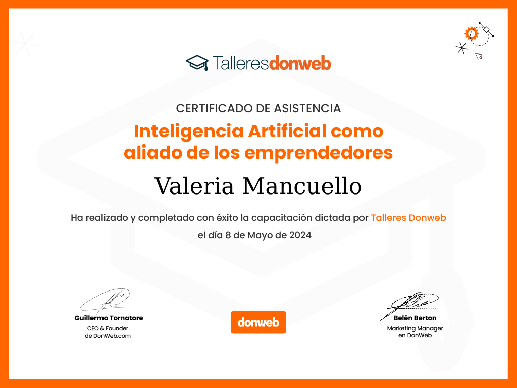 Certificado de asistencia · Talleres DonWeb