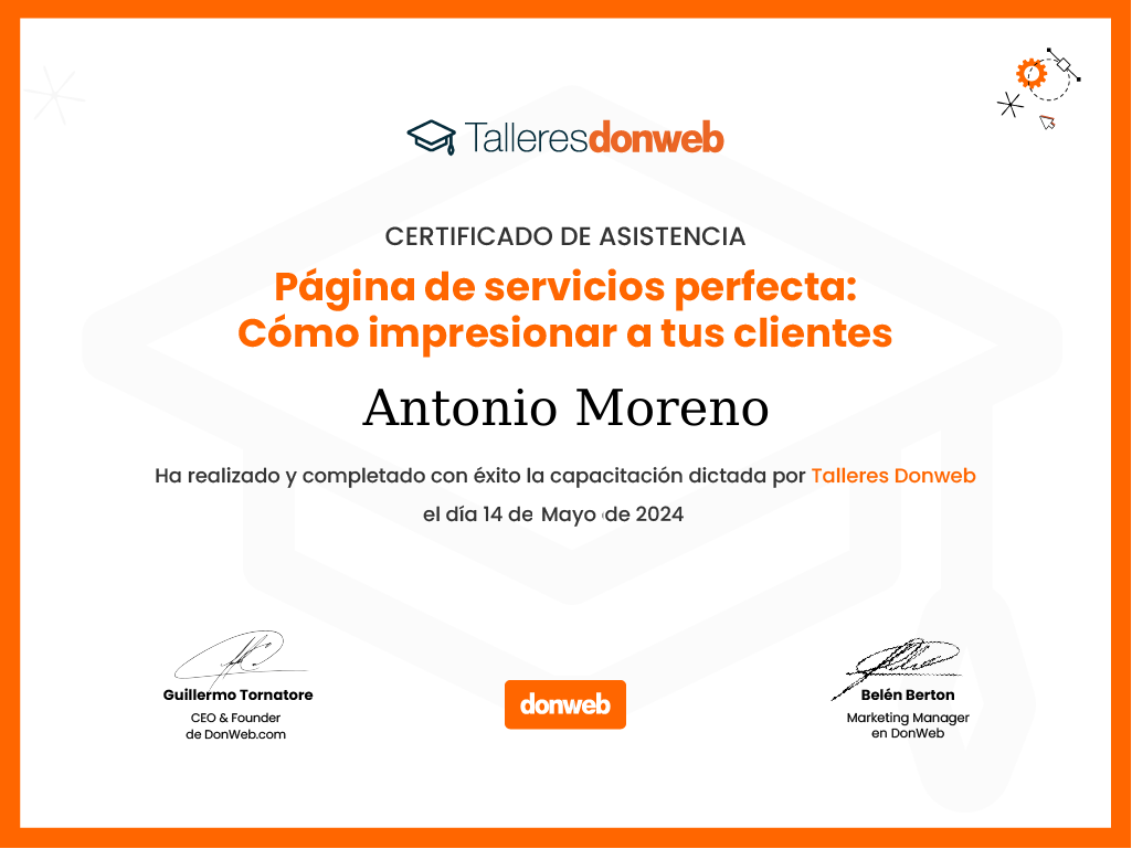 Certificado de asistencia · Talleres DonWeb