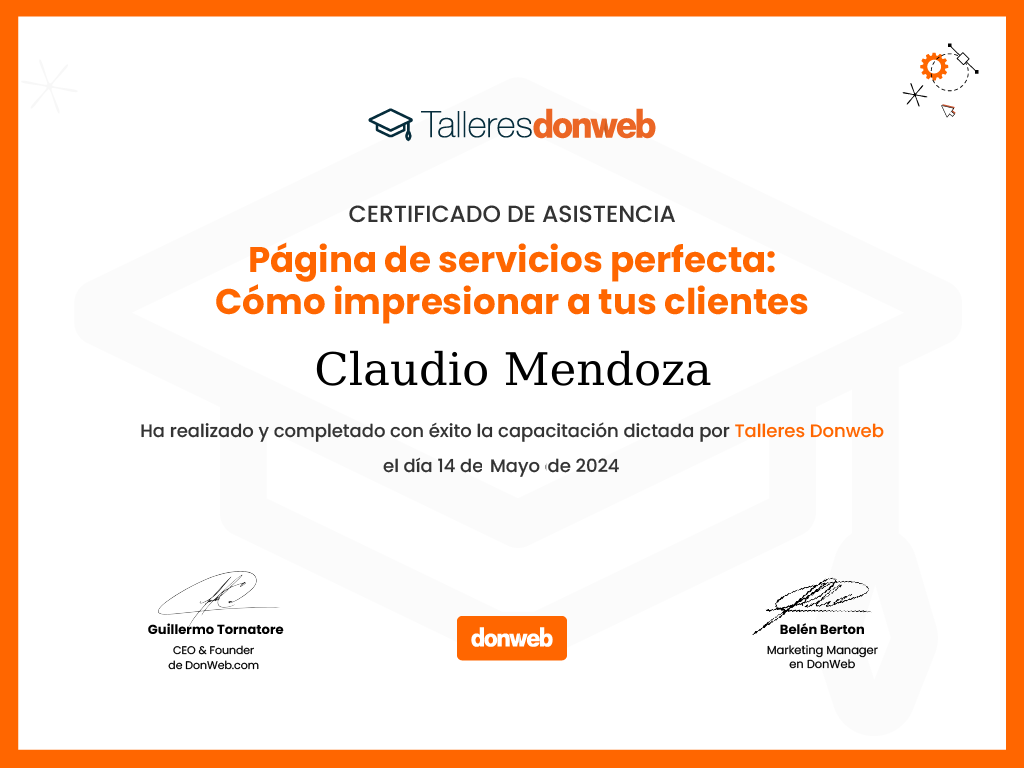 Certificado de asistencia · Talleres DonWeb