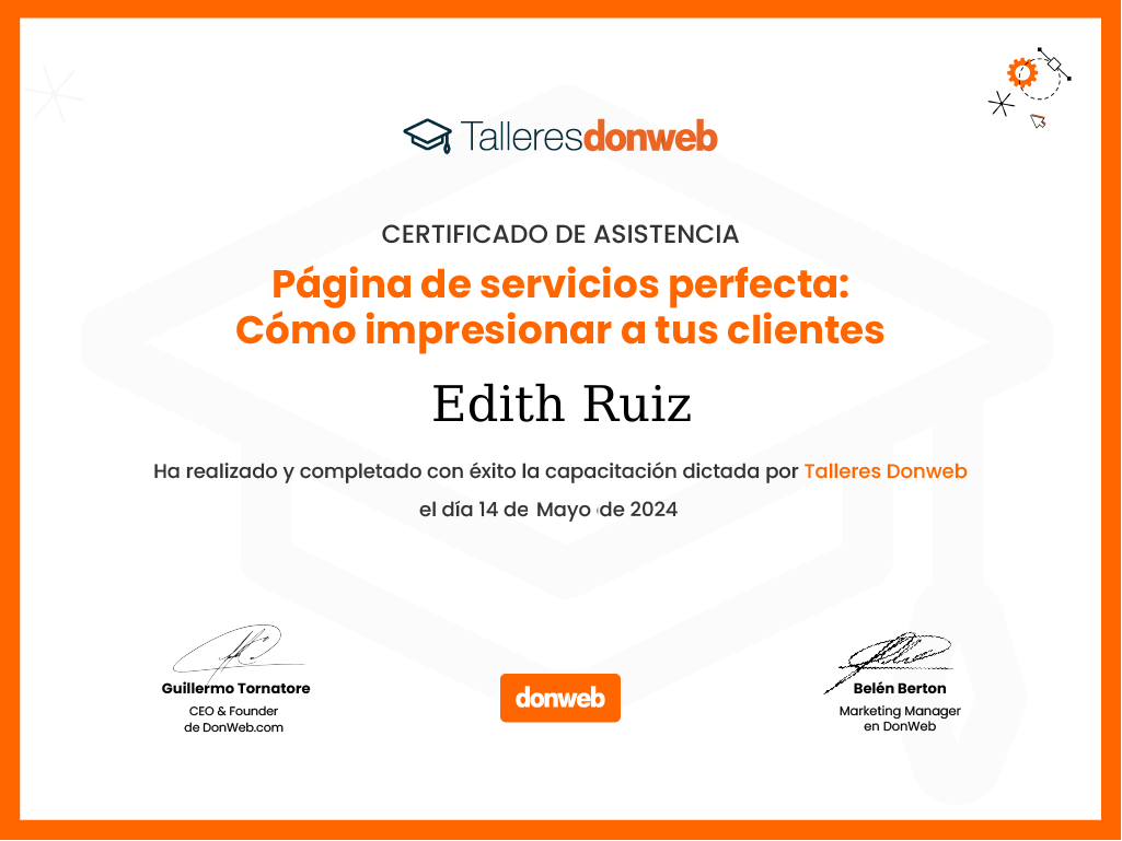 Certificado de asistencia · Talleres DonWeb