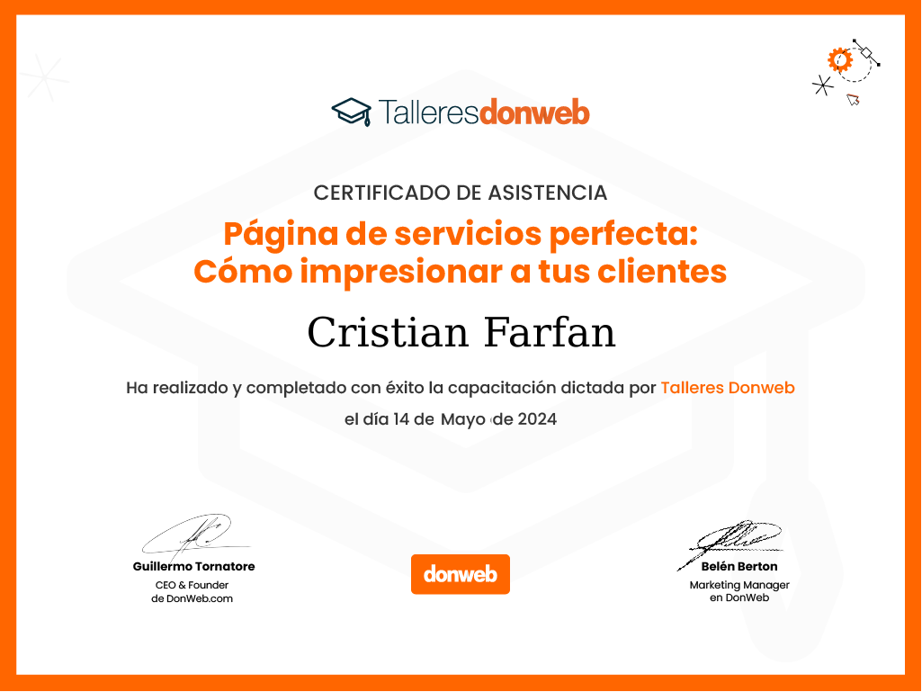 Certificado de asistencia · Talleres DonWeb