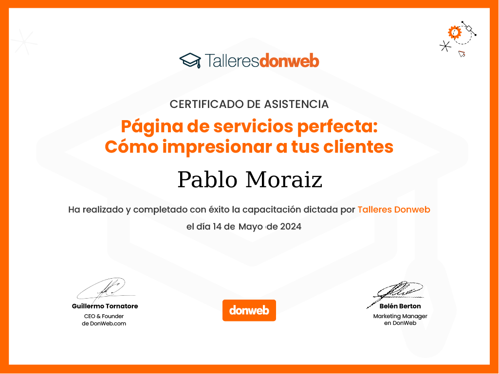 Certificado de asistencia · Talleres DonWeb