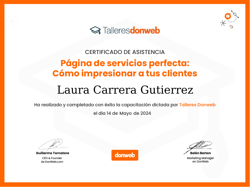 Certificado de asistencia · Talleres DonWeb