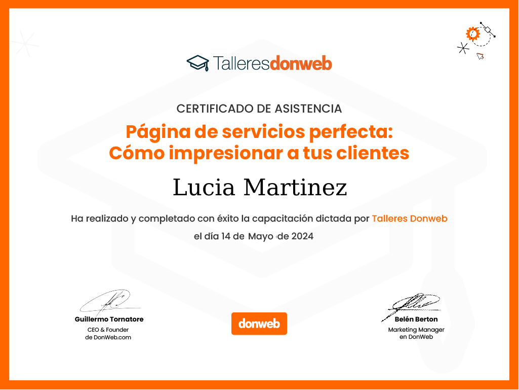 Certificado de asistencia · Talleres DonWeb
