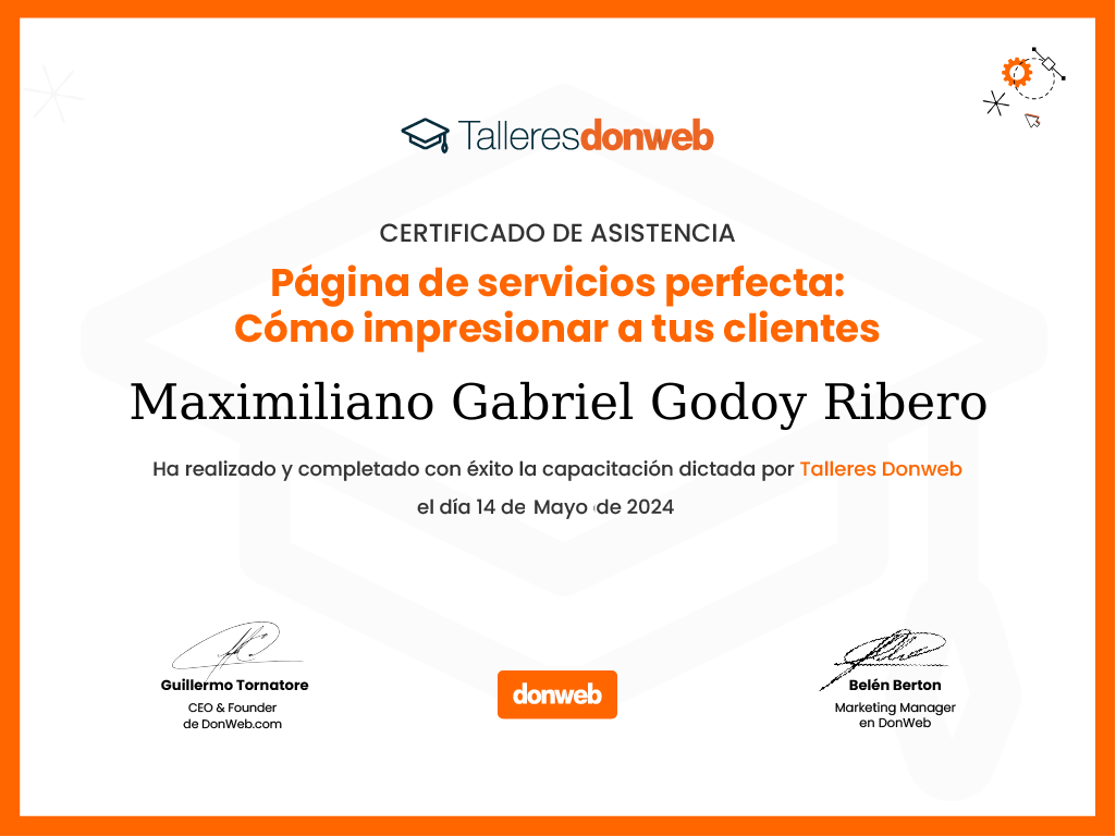 Certificado de asistencia · Talleres DonWeb