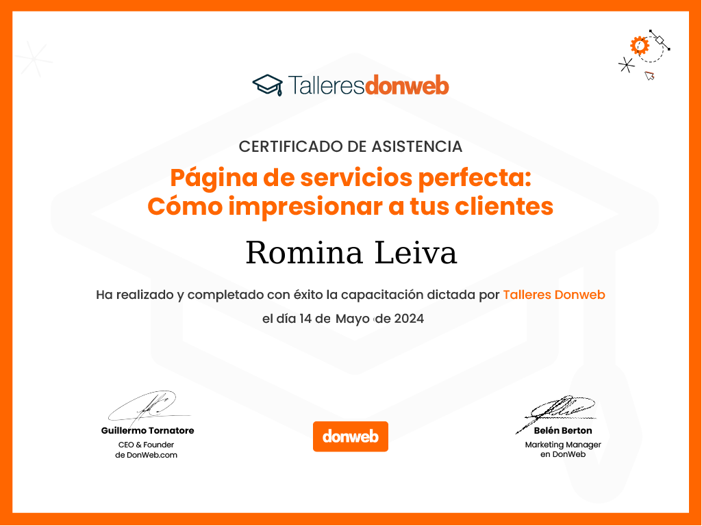 Certificado de asistencia · Talleres DonWeb