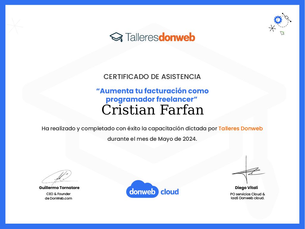 Certificado de asistencia · Talleres DonWeb