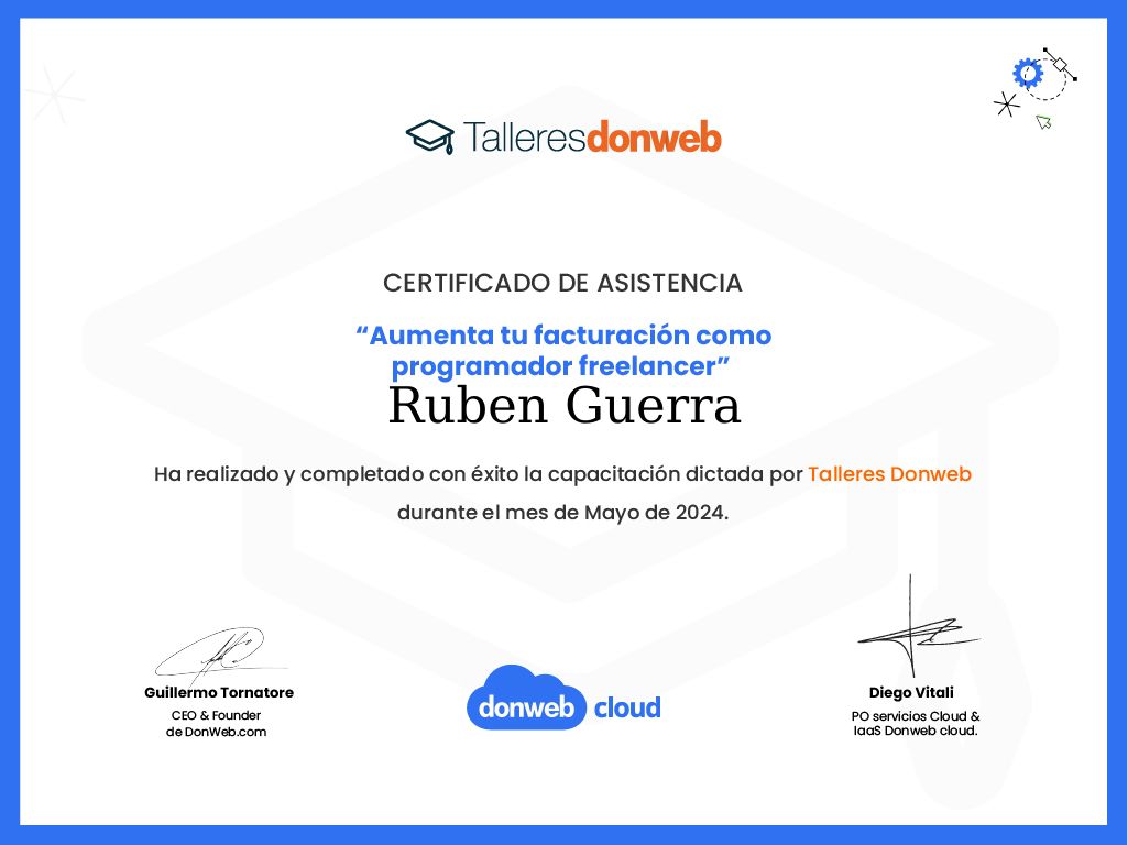 Certificado de asistencia · Talleres DonWeb