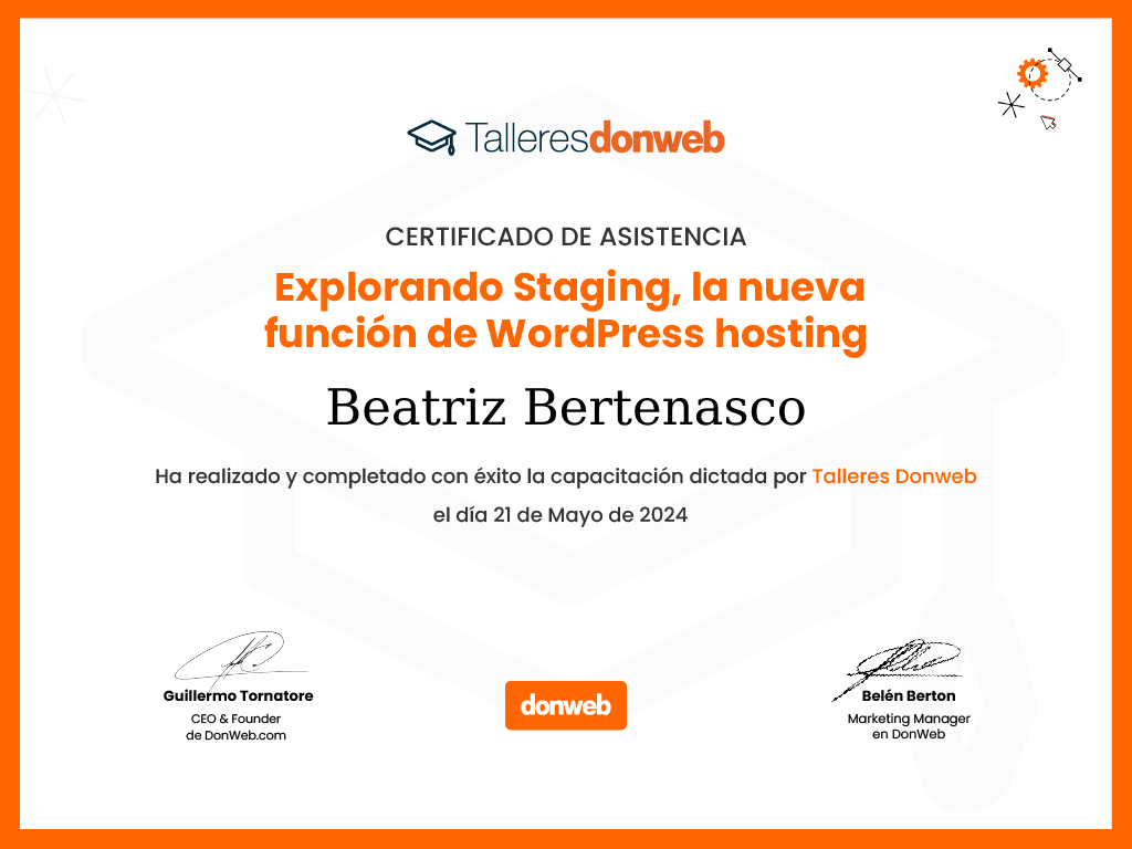 Certificado de asistencia · Talleres DonWeb
