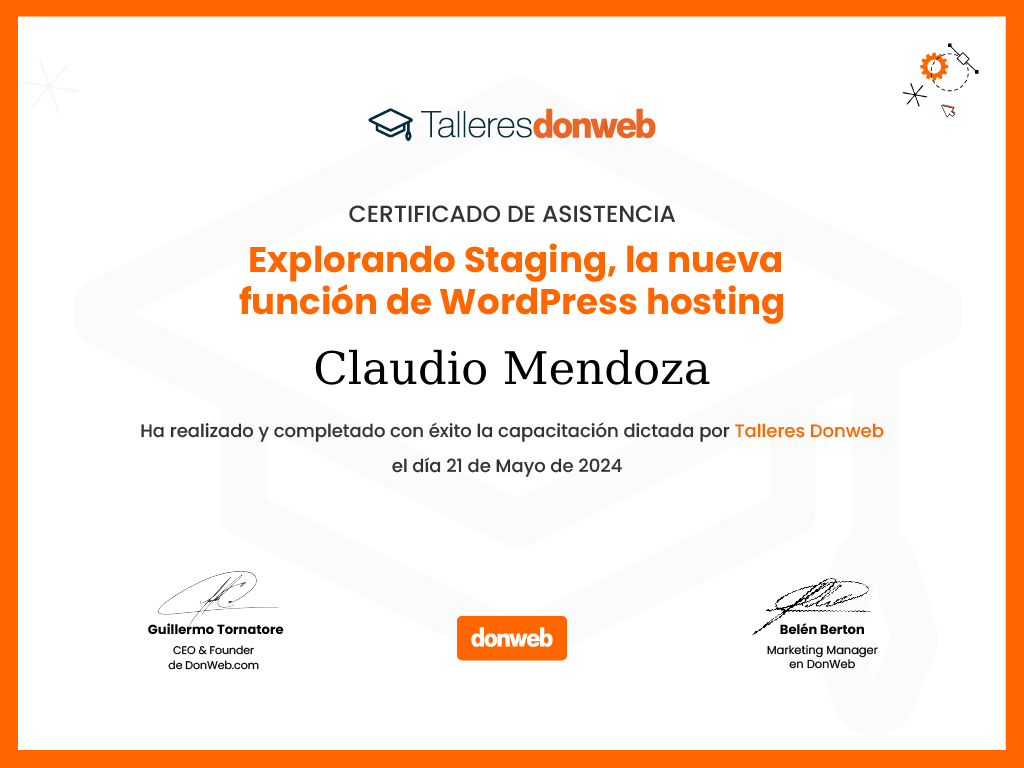Certificado de asistencia · Talleres DonWeb