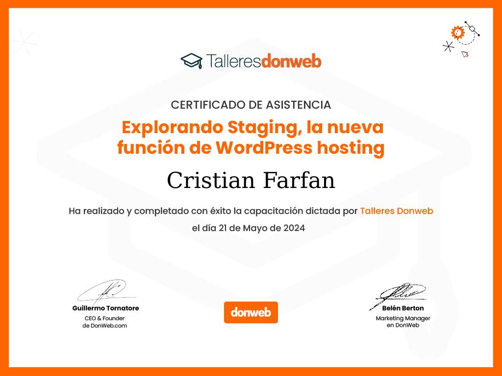 Certificado de asistencia · Talleres DonWeb