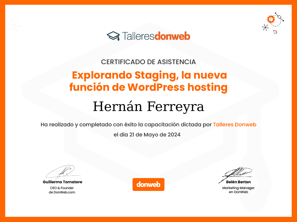 Certificado de asistencia · Talleres DonWeb