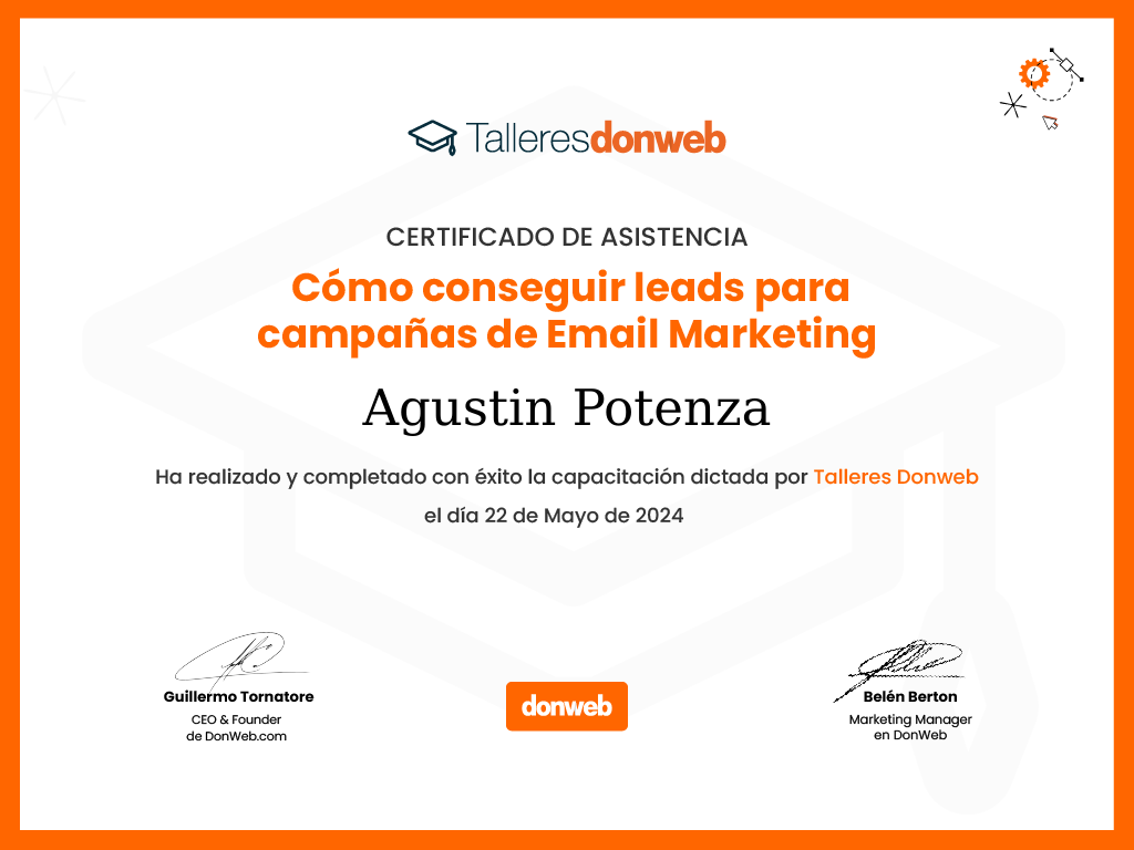 Certificado de asistencia · Talleres DonWeb