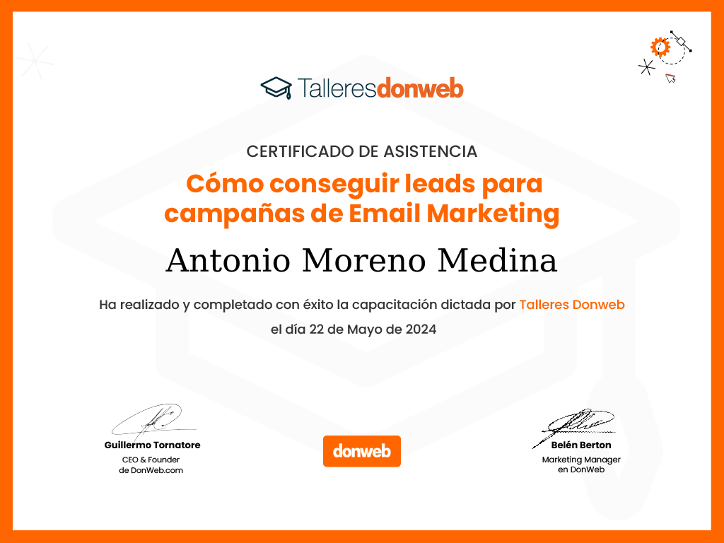 Certificado de asistencia · Talleres DonWeb