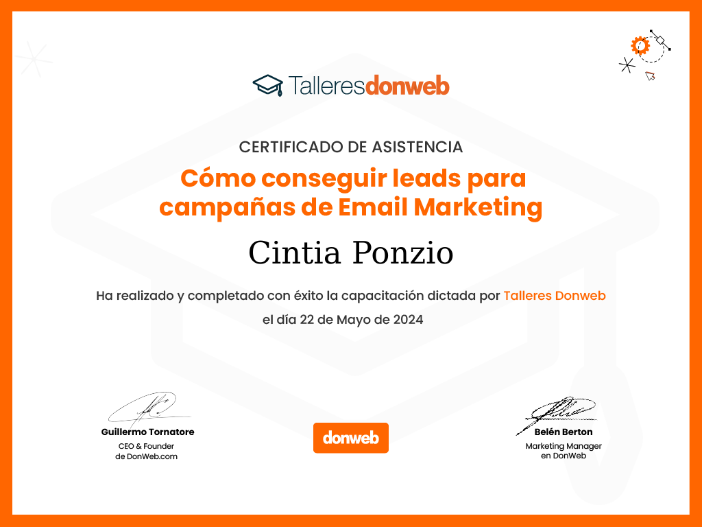 Certificado de asistencia · Talleres DonWeb