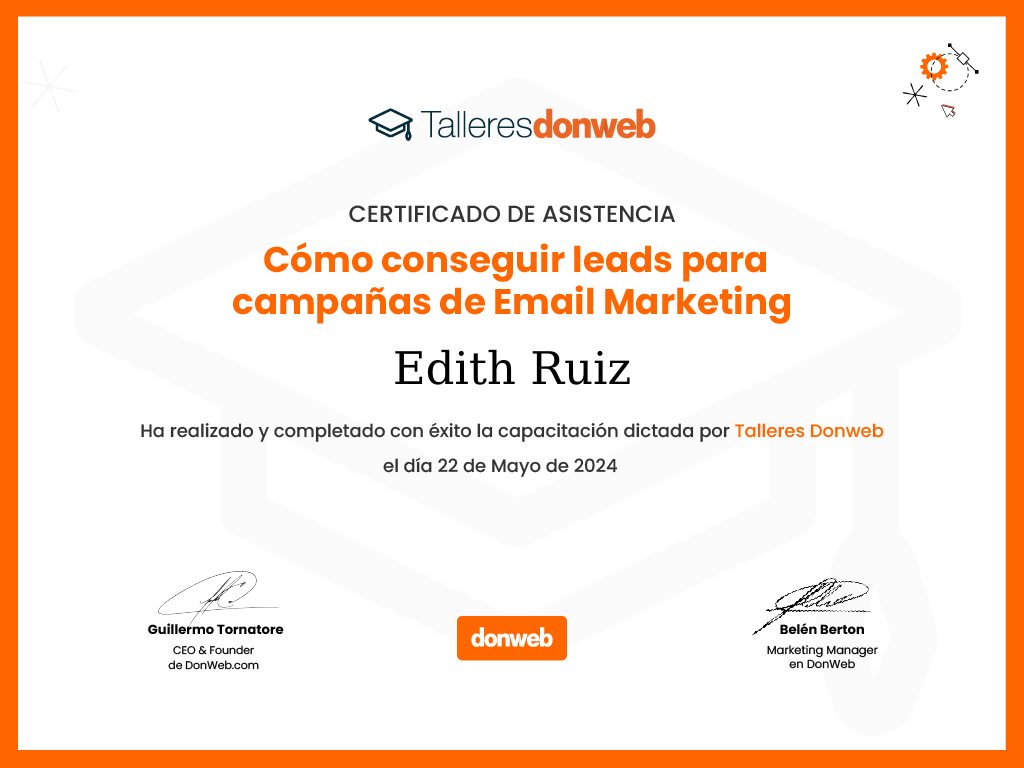 Certificado de asistencia · Talleres DonWeb