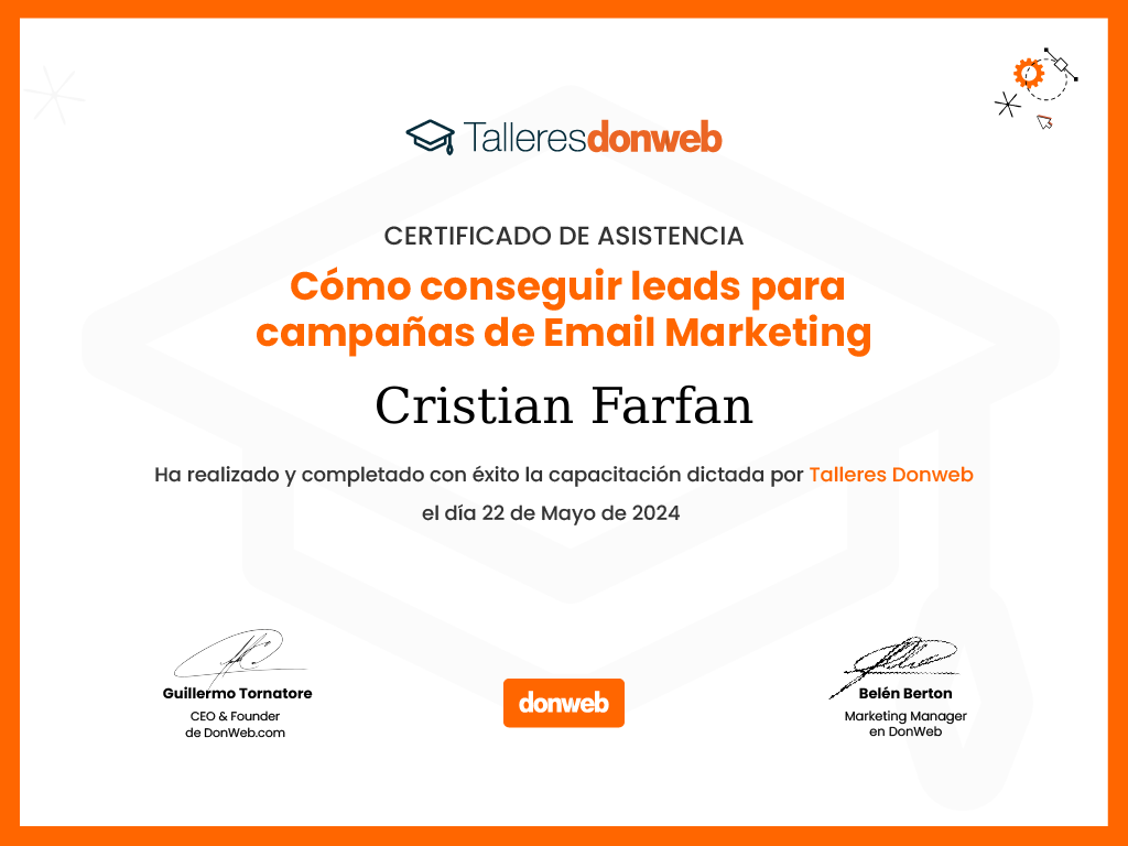 Certificado de asistencia · Talleres DonWeb