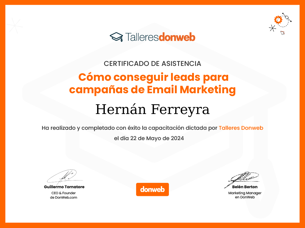 Certificado de asistencia · Talleres DonWeb