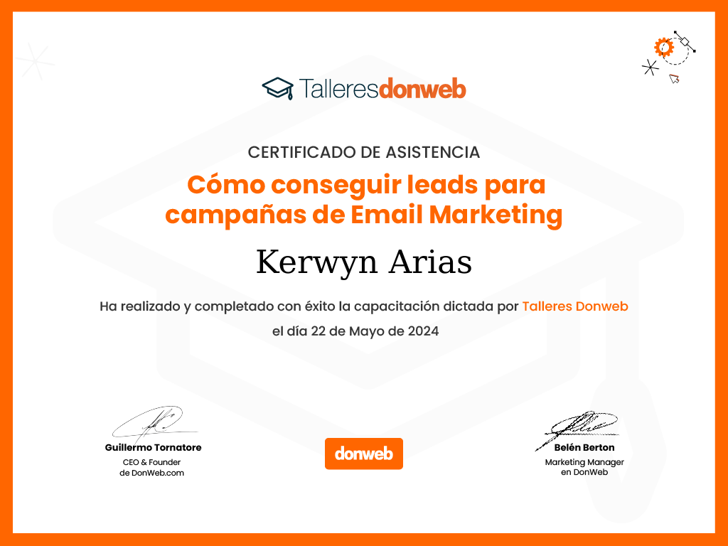 Certificado de asistencia · Talleres DonWeb