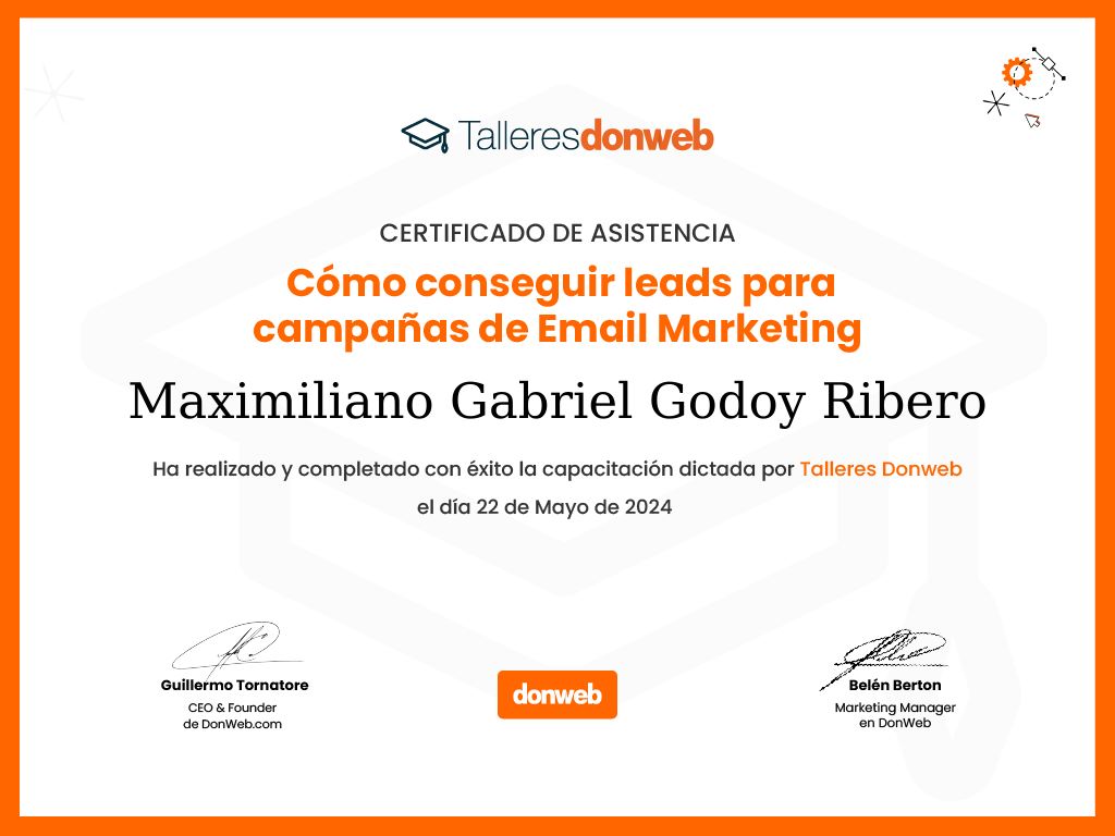 Certificado de asistencia · Talleres DonWeb