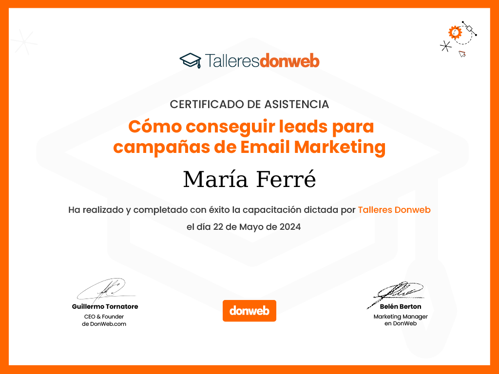 Certificado de asistencia · Talleres DonWeb