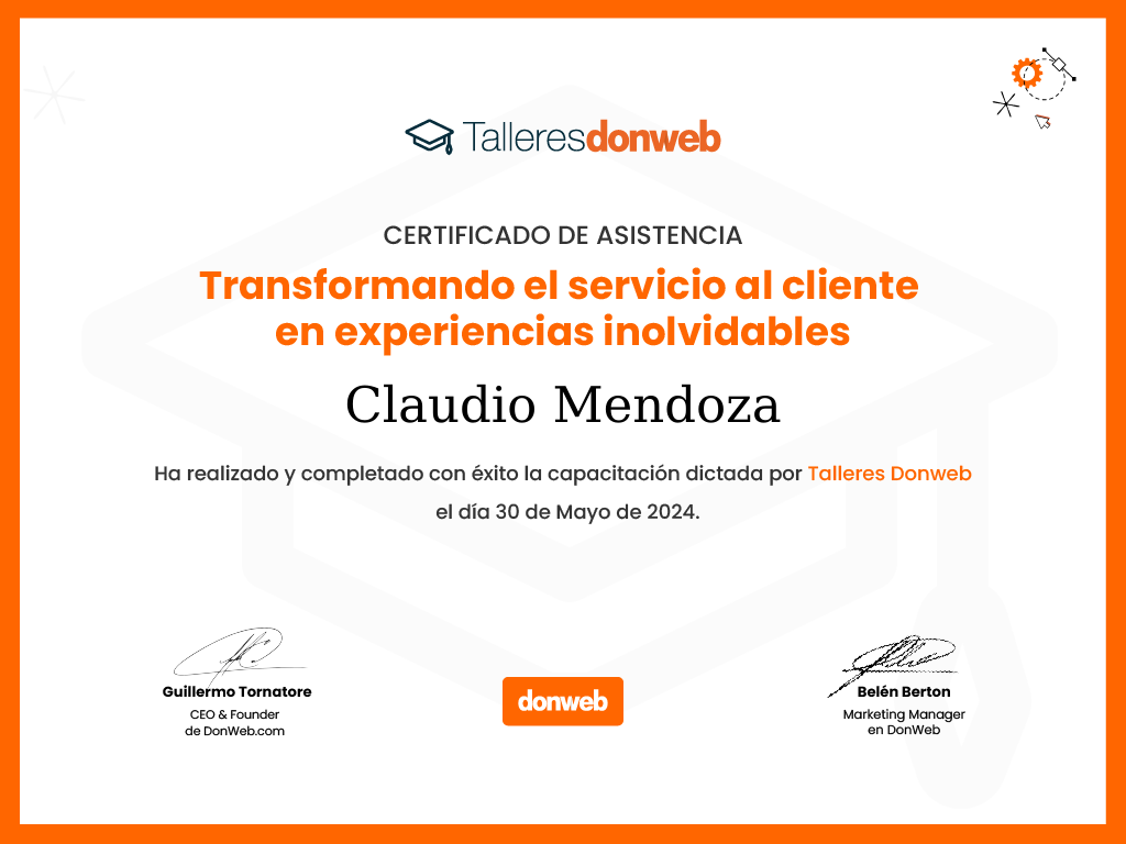 Certificado de asistencia · Talleres DonWeb