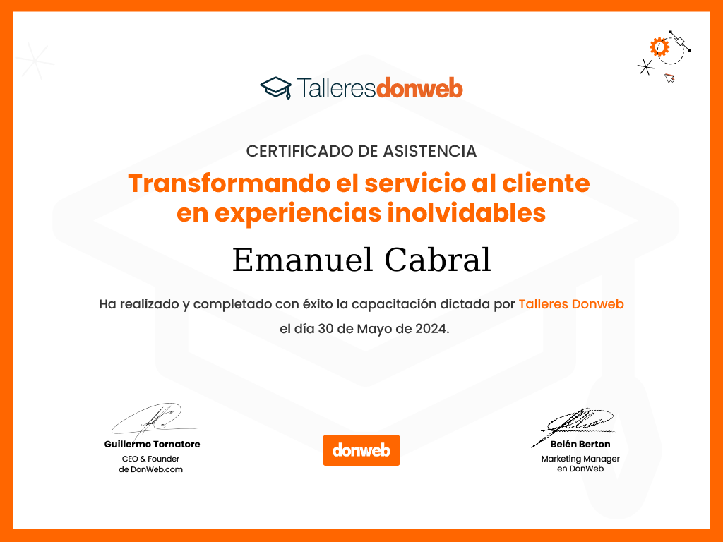 Certificado de asistencia · Talleres DonWeb