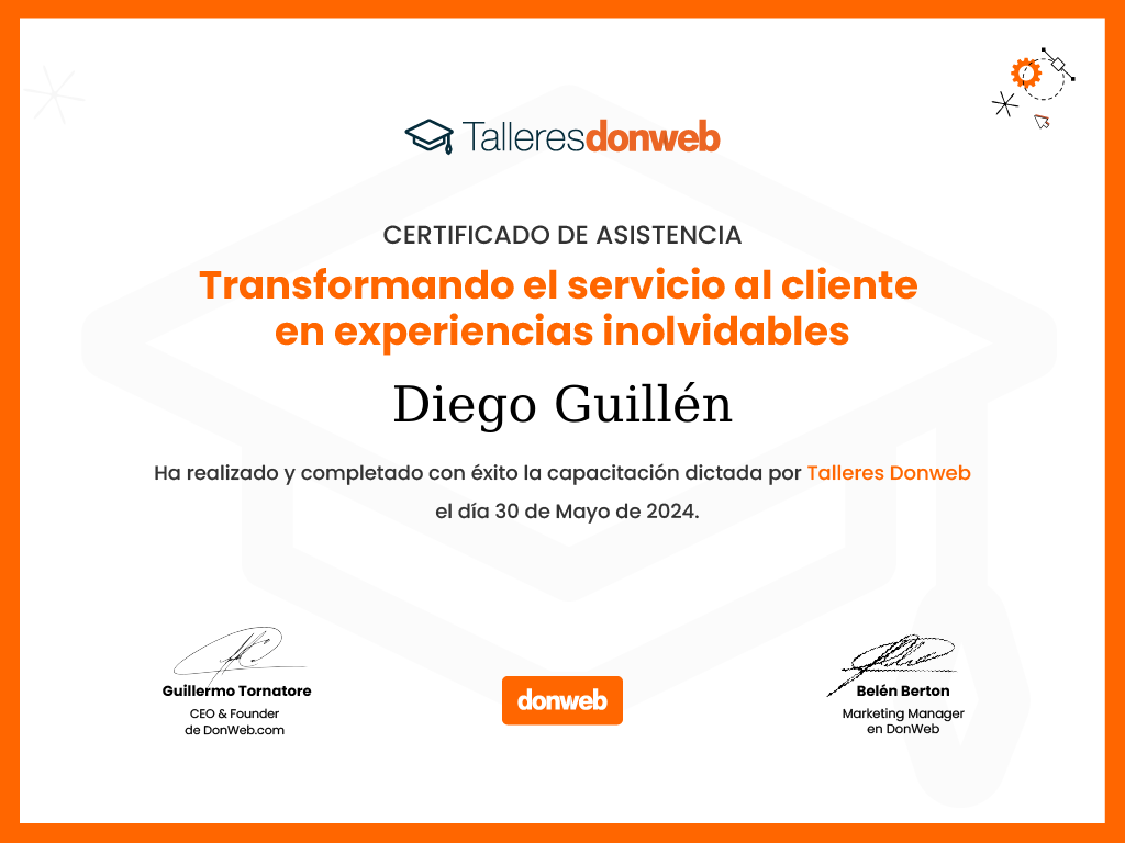 Certificado de asistencia · Talleres DonWeb