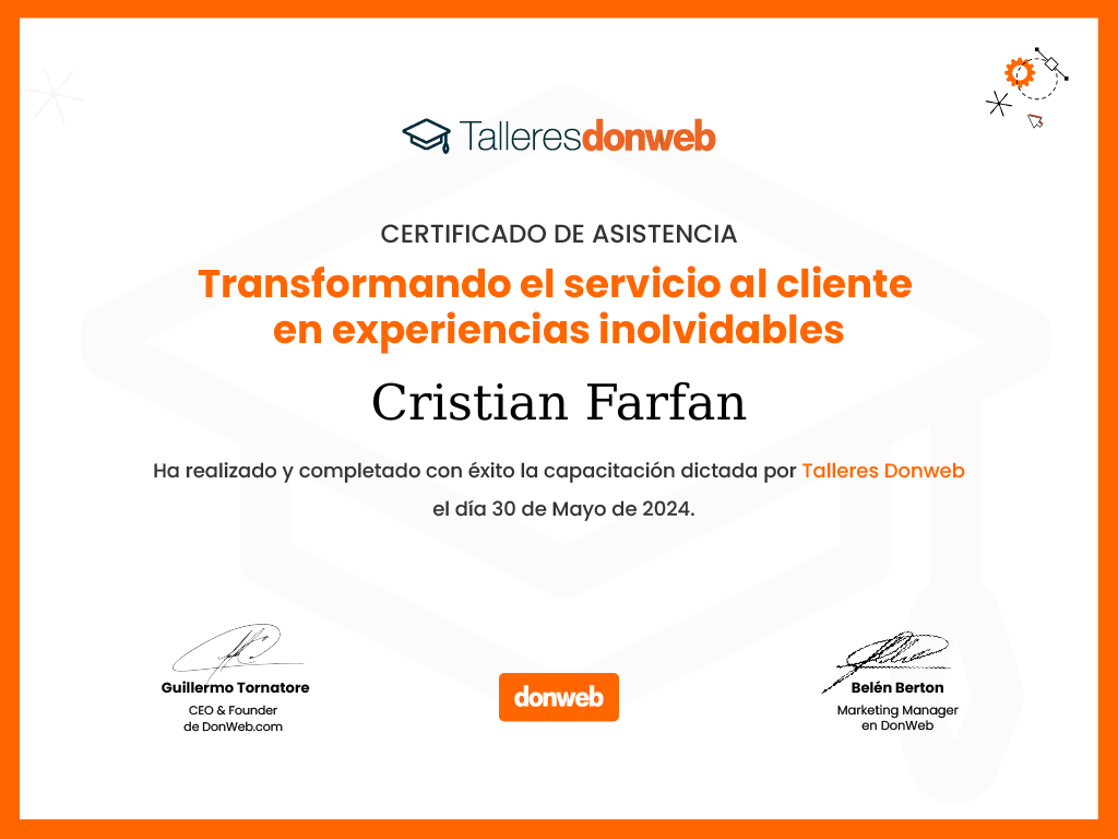 Certificado de asistencia · Talleres DonWeb