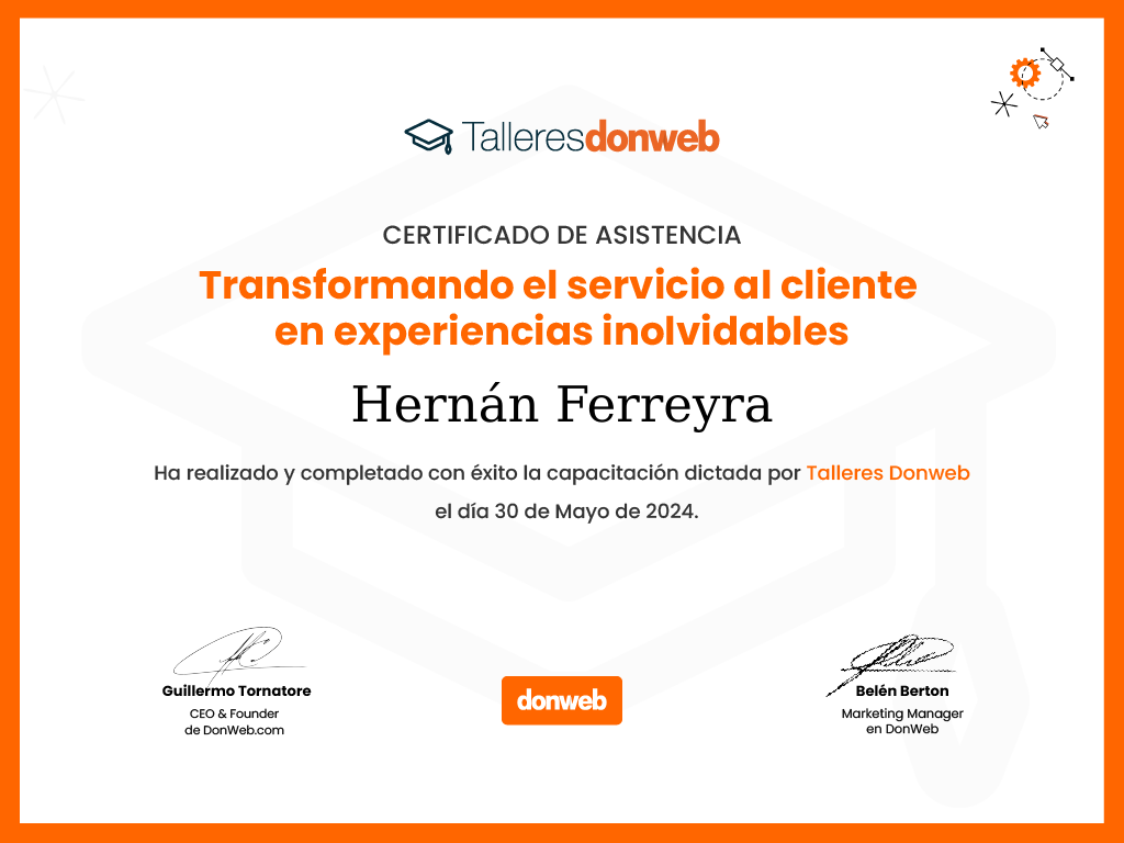 Certificado de asistencia · Talleres DonWeb