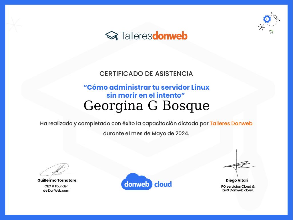 Certificado de asistencia · Talleres DonWeb
