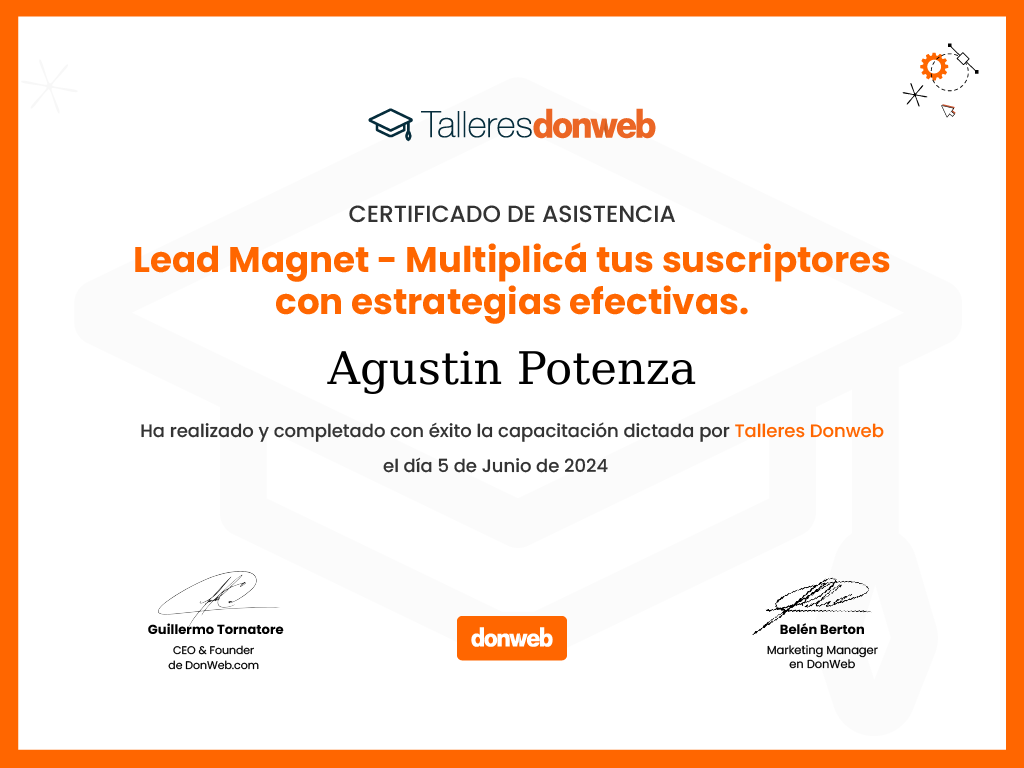 Certificado de asistencia · Talleres DonWeb
