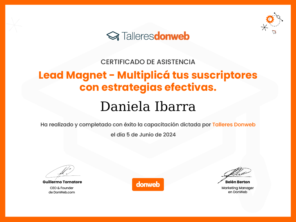 Certificado de asistencia · Talleres DonWeb