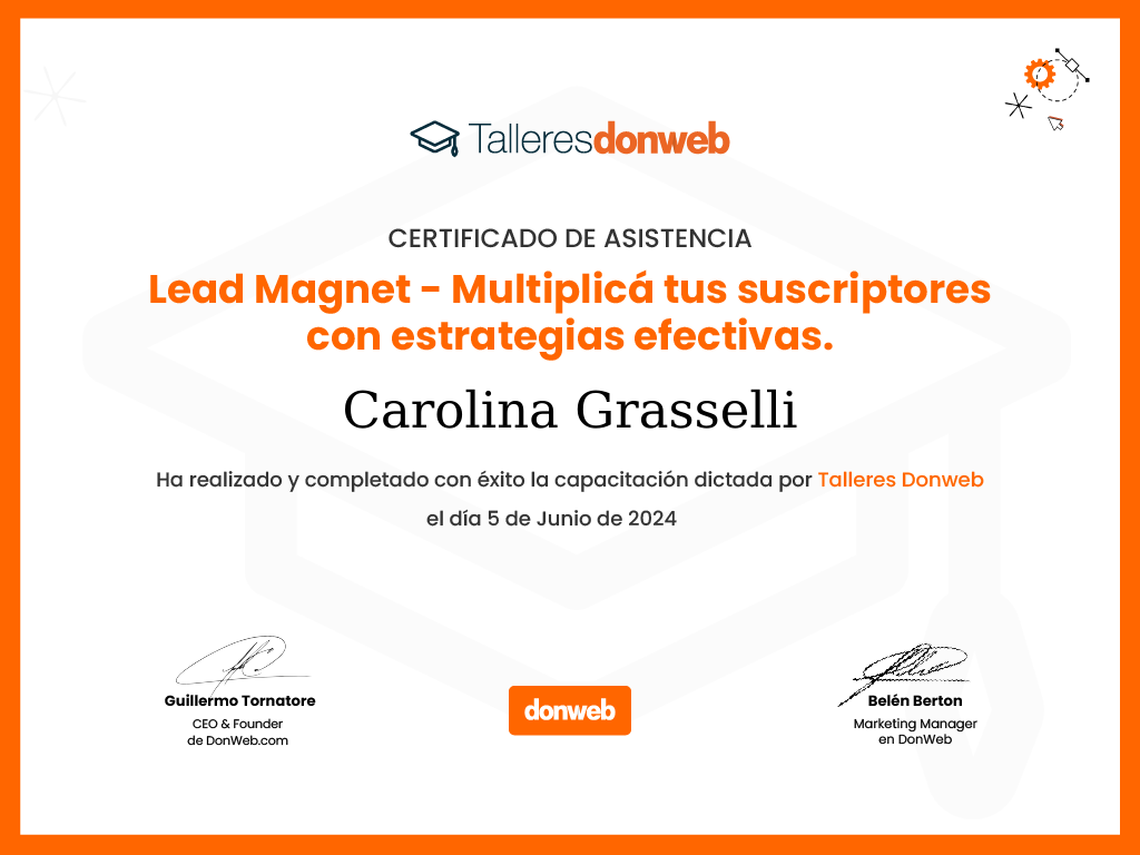 Certificado de asistencia · Talleres DonWeb