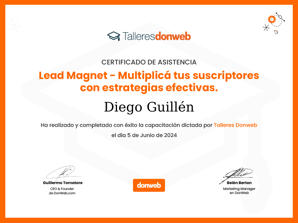 Certificado de asistencia · Talleres DonWeb
