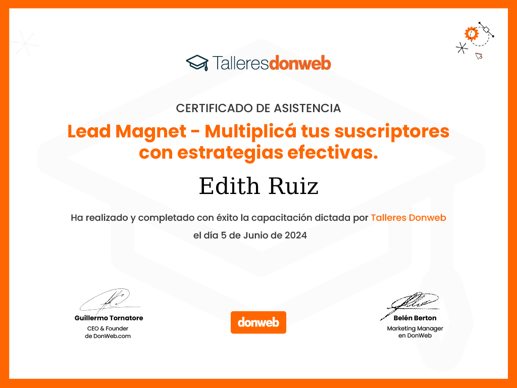Certificado de asistencia · Talleres DonWeb
